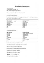 English worksheet: Reported speech worksheet