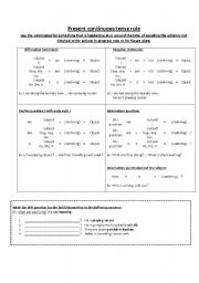 English worksheet: Present Continuous Tense