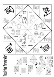 English Worksheet: Clothes Fortune Teller