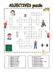 English Worksheet: PUZZLE on ADJECTIVES