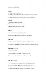 English worksheet: Phrasal Verbs with take