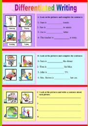 English Worksheet: Writing Sentences