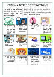 English Worksheet: IDIOMS with PREPOSITIONS (with key)
