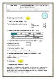 7 th year mid term test no3 for Tunisian pupils.Another test.I also uploaded the listening passage