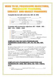 English Worksheet: Verb to be, pronouns and adjectives
