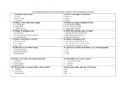 English worksheet:  A NICE SIMPLE LITTLE QUIZZ ABOUT THE ENGLISH SPOKEN WLD