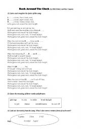 English worksheet: Song- Rock Around the Clock