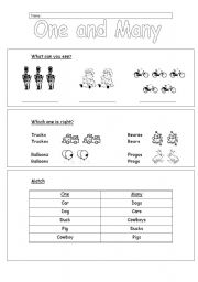 English Worksheet: One and Many