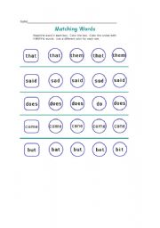 English worksheet: Matching words