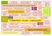 English Worksheet: QUESTION GAME ON COUNTRIES, FLAGS AND LANGUAGES for elementary and pre-intermediate level  can be used with adults, too  FULLY EDITABLE  ANSWER KEY INCLUDED!!