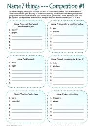 English Worksheet: CLASSROOM COMPETITION: VOCABULARY-BUILDING FUN ACTIVITY 