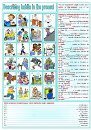 English Worksheet: Describing habits in the present (present simple practice) ***fully editable