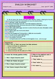 English Worksheet: Reading comprehension