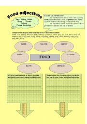 English Worksheet: food adjectives