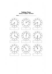 English Worksheet: Clocks