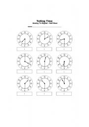 English Worksheet: Clocks