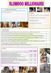 English Worksheet: Slumdog millionaire movie study (2pages)