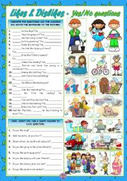 English Worksheet: LIKES & DISLIKES - Yes/No questions