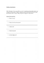 English worksheet: reading comprehension