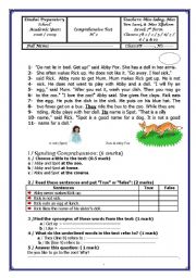 English Worksheet: Comprehensive Test