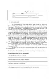 English Worksheet: Written test on JOBS