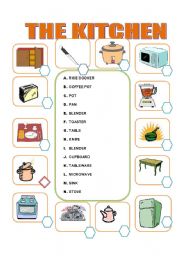 English Worksheet: Objects and furniture in the Kitchen
