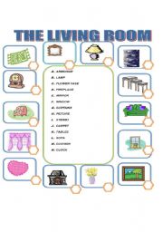 English Worksheet: Objects and furniture in the Living Room