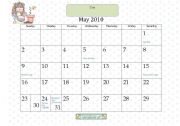 English worksheet: May 2010 calendar