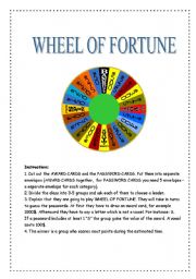 English Worksheet: WHEEL OF FORTUNE