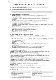 English Worksheet: Charlie and the chocolate factory (movie worksheet)