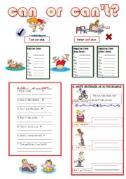 English Worksheet: CAN or CANT