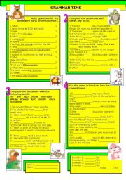 English Worksheet: grammar time (with key, editable)