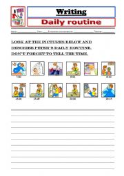 English Worksheet: Daily routine - writing