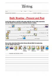 English Worksheet: Daily Routine: present and past
