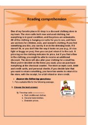 English Worksheet: shopping comprehension