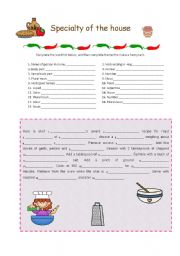 English Worksheet: Specialty of the house - Mad Libs