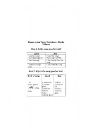 English worksheet: How to Critique Music Videos