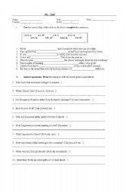 English Worksheet: Quiz