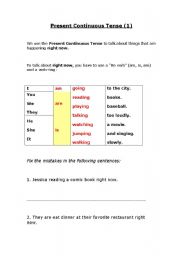 English worksheet: Present Continuosus