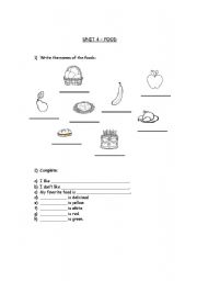 English worksheet: food