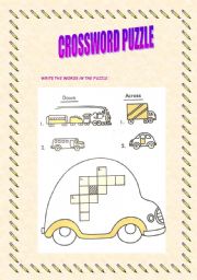 English worksheet: Transportation Croosword Puzzle
