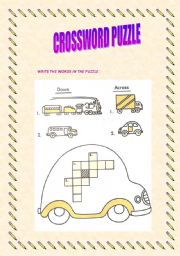 English Worksheet: Transportation Croosword Puzzle