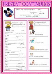 English Worksheet: PRESENT CONTINUOUS