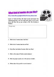 English Worksheet: What kind of movies do you like?