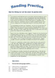 English Worksheet: Reading Comprehension Skill