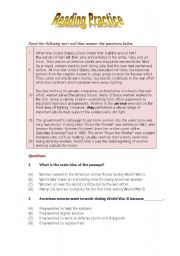 English Worksheet: Reading Comprehension Skill