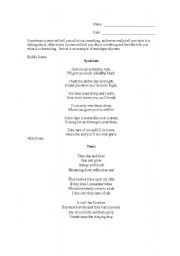 English worksheet: Riddle/ Title Poetry