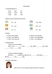 English worksheet: Body parts