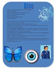 English worksheet: Blue