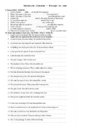 English Worksheet: relative clause